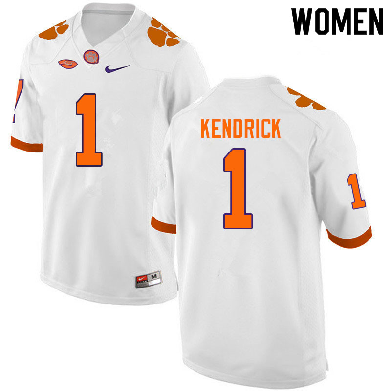 Women #1 Derion Kendrick Clemson Tigers College Football Jerseys Sale-White